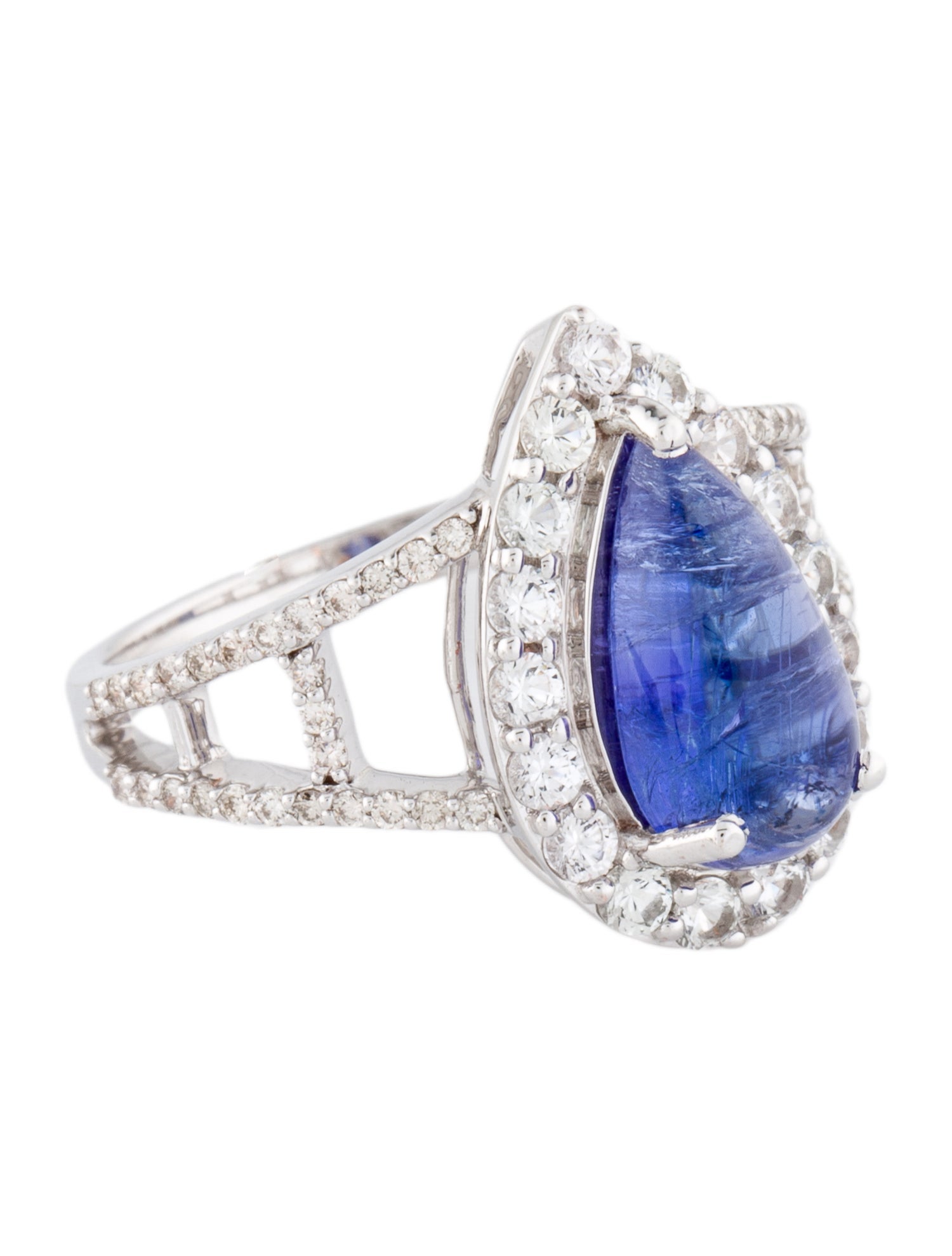 Ring 14K Tanzanite, Sapphire & Diamond Cocktail Ring