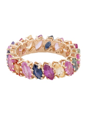 Ring 14K 5.47ctw Multi Sapphire & Ruby Eternity Ring