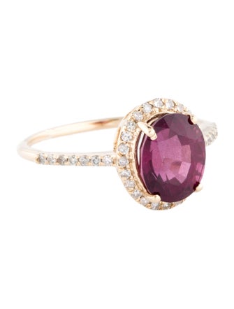 Ring 14K Rhodolite & Diamond Cocktail Ring