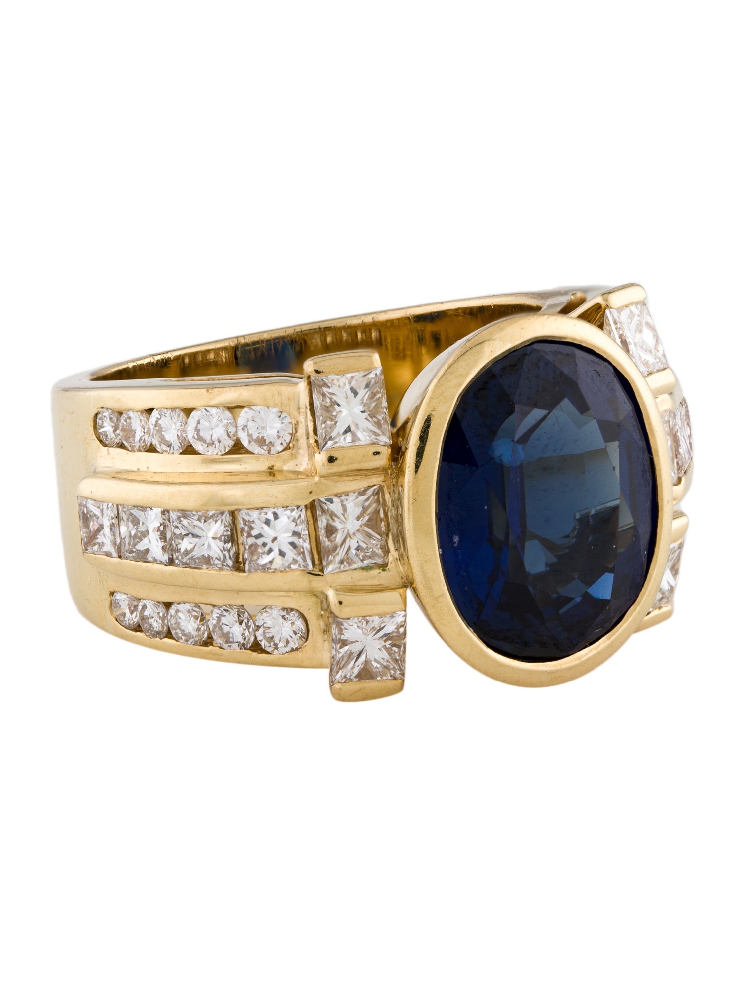 Ring 18K 6.11ct Sapphire & 2.02ctw Diamond Cocktail Ring