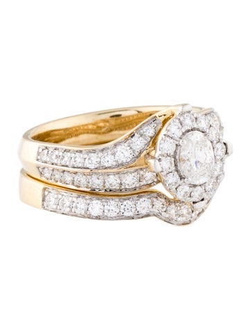 Ring Cocktail 14K 1.19ctw Lab-Grown Diamond Wedding Set 7