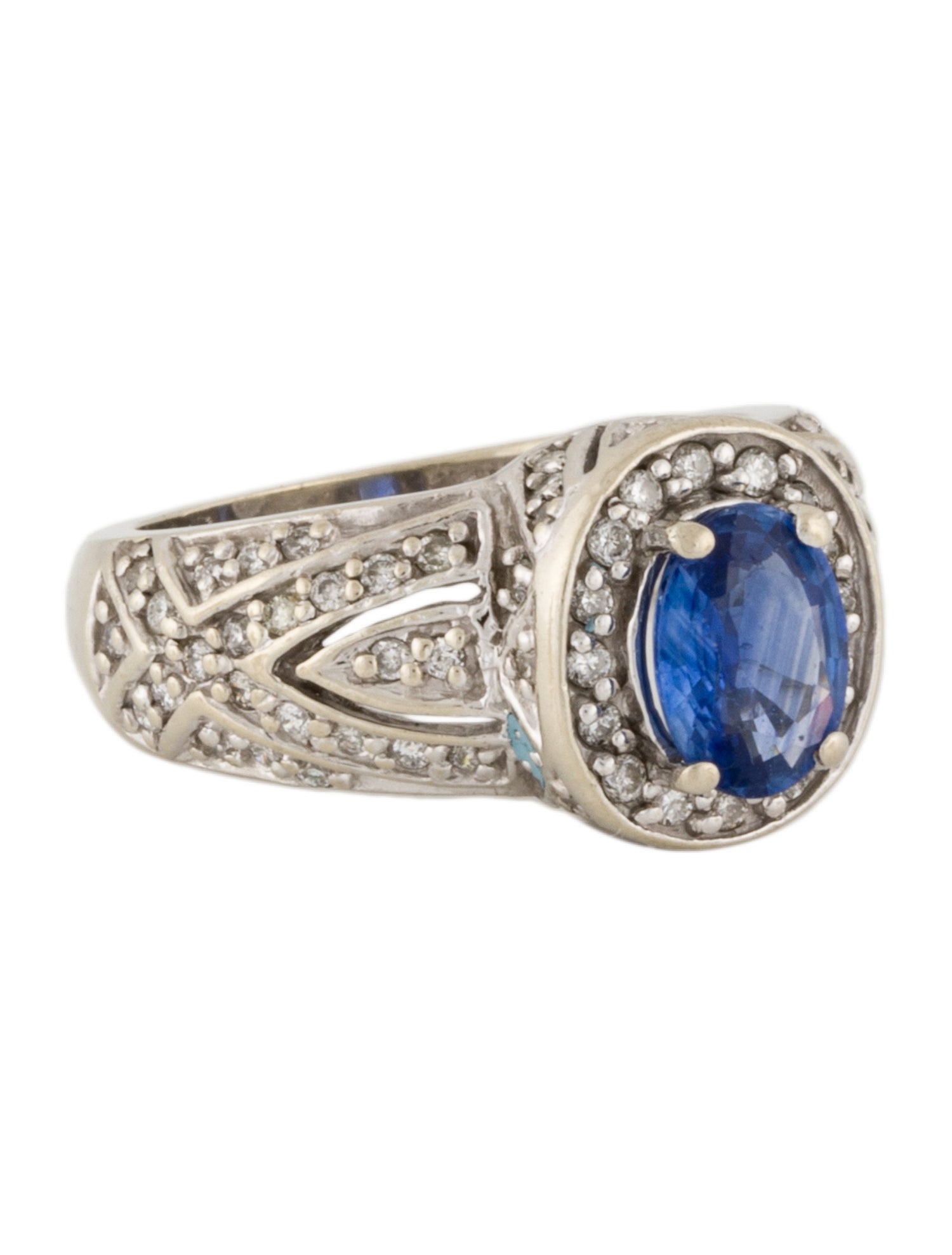 Ring 14K 1.27ct Sapphire & Diamond Halo Ring