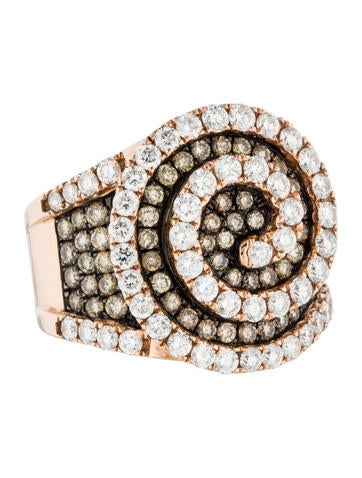 14K White & Brown Diamond Swirl Ring