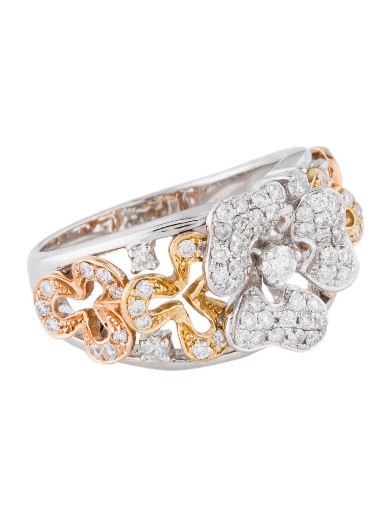 Ring 18K Diamond Clover Cocktail