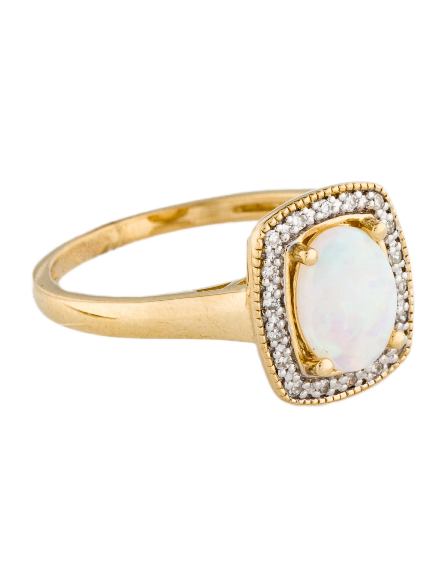 Ring 14K Opal & Diamond Cocktail Ring