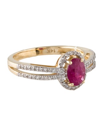 Ring 14K Ruby & Diamond Cocktail Ring