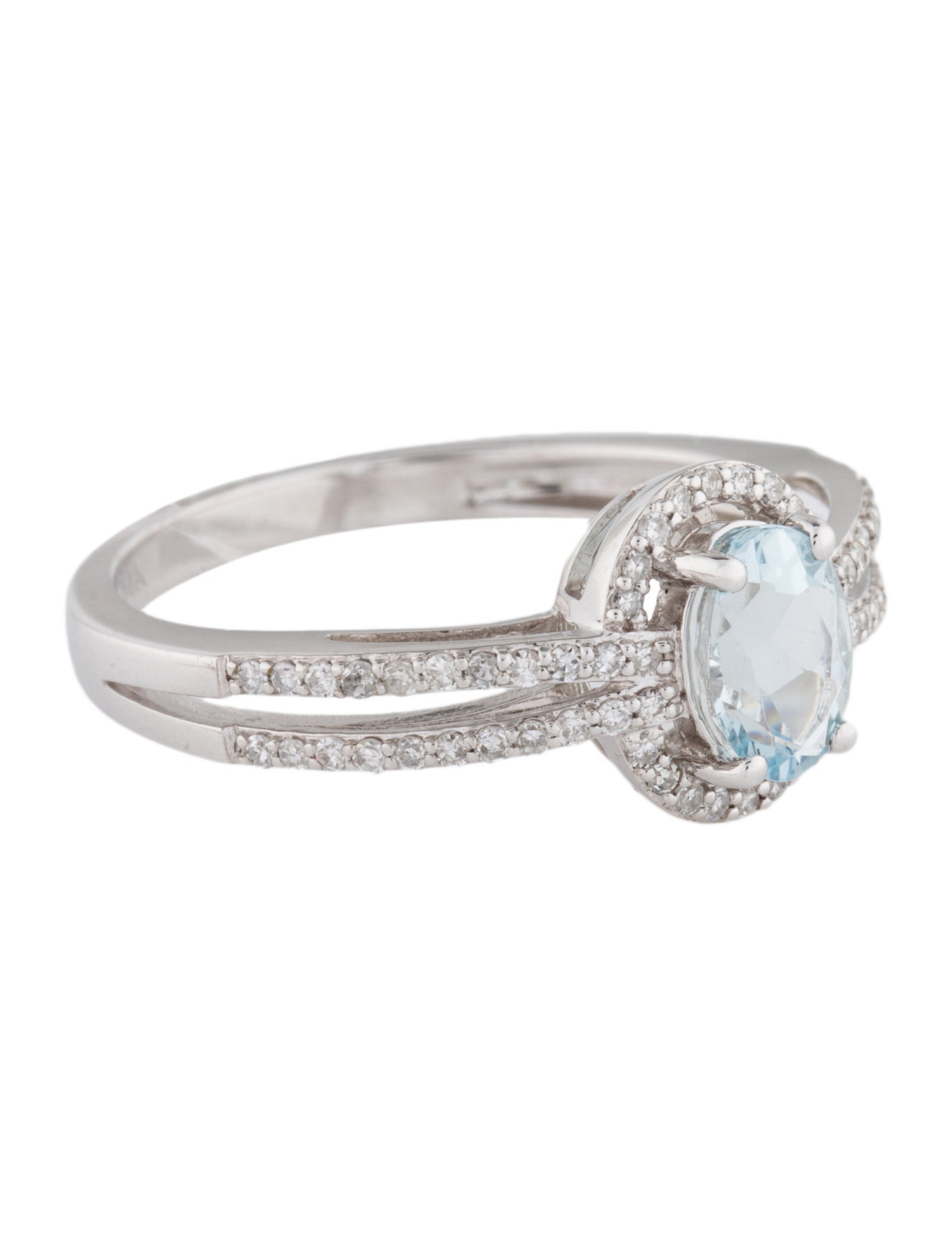 Ring 14K Aquamarine & Diamond Cocktail Ring