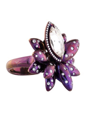 Ring Cocktail Titanium 2.56ctw Diamond Anodized 6