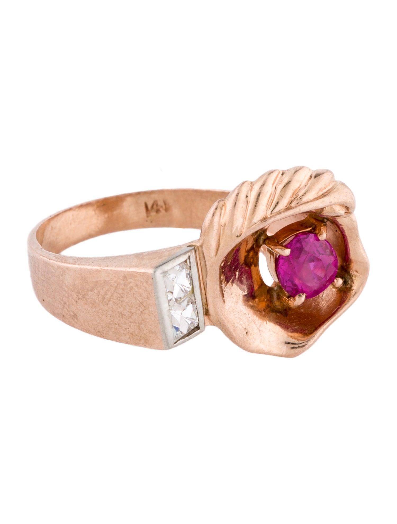 Ring 14K Ruby & Diamond Cocktail