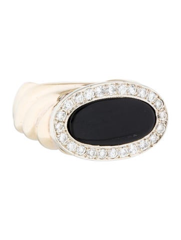 14K Diamond & Onyx Cocktail Ring