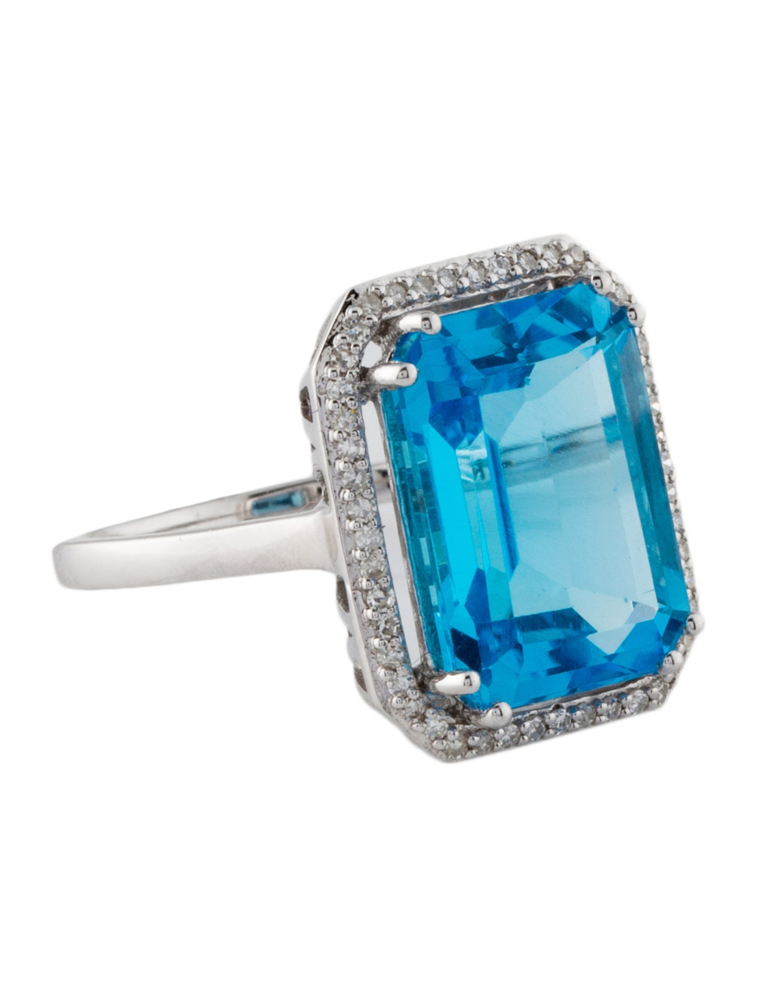 Ring 14K 8.03ct Topaz & Diamond Cocktail Ring