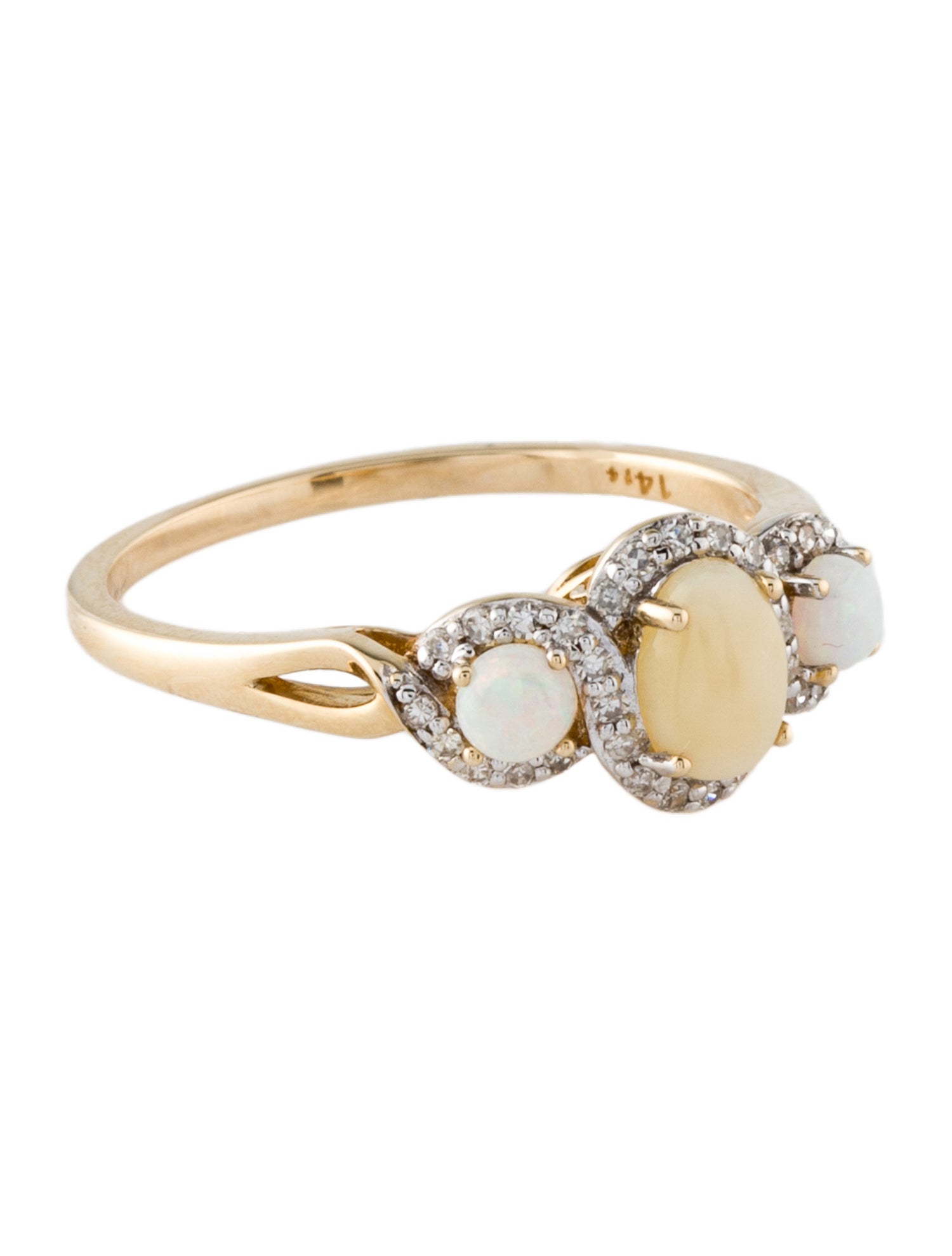 Ring 14K Opal & Diamond Cocktail Ring