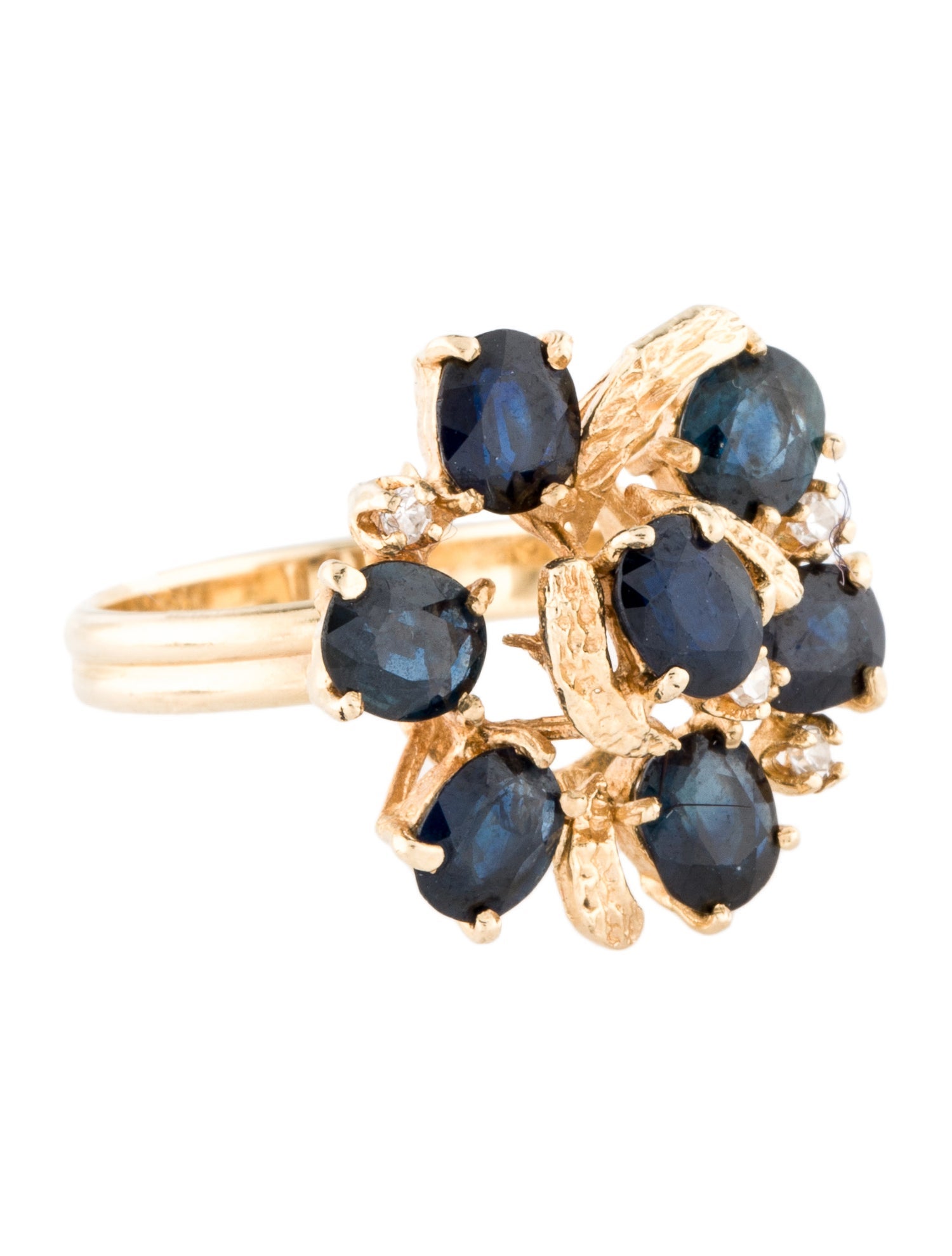 Ring 14K 3.29ctw Sapphire & Diamond Flower Cocktail