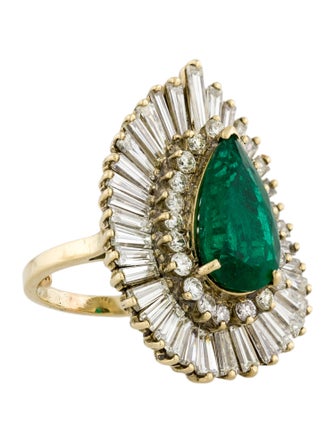 Ring 14K 5.13ct Emerald & Diamond Ballerina Ring