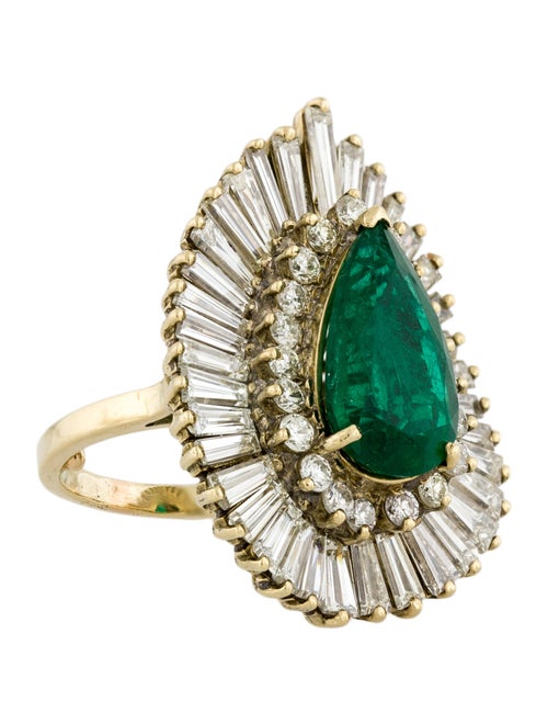Ring 14K 5.13ct Emerald & Diamond Ballerina Ring
