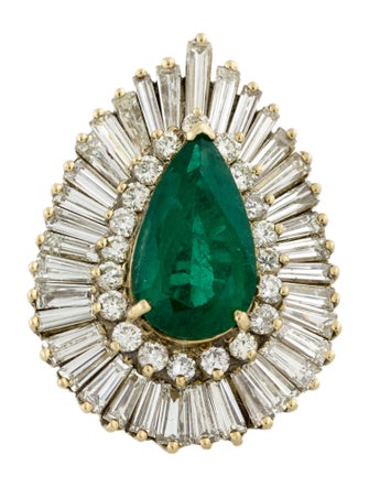 Ring 14K 5.13ct Emerald & Diamond Ballerina Ring