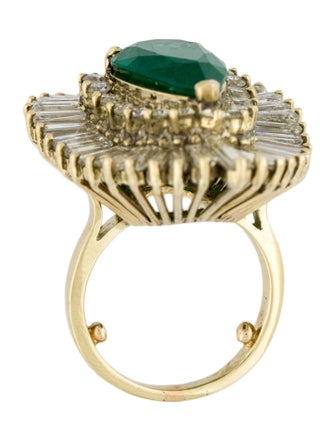 Ring 14K 5.13ct Emerald & Diamond Ballerina Ring