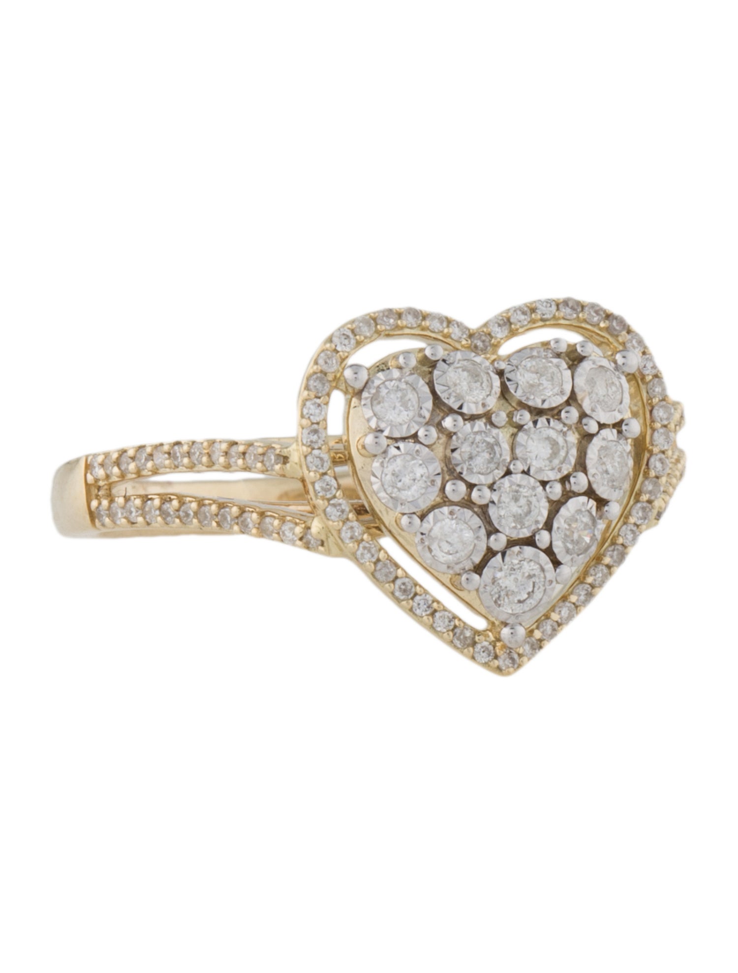 Ring 14K Diamond Pavé Heart Cocktail Ring