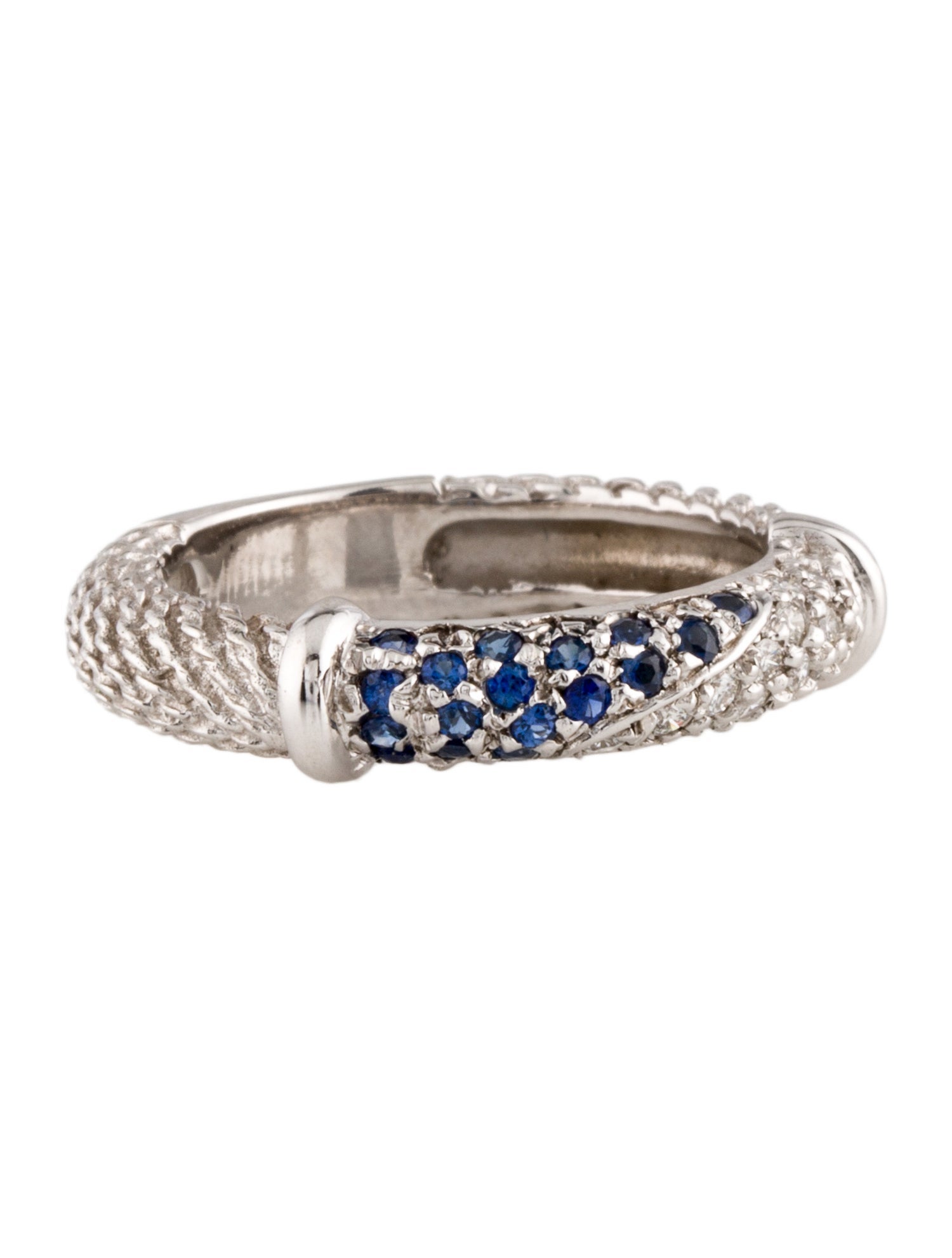 Ring 18K Sapphire & Diamond Textured Band