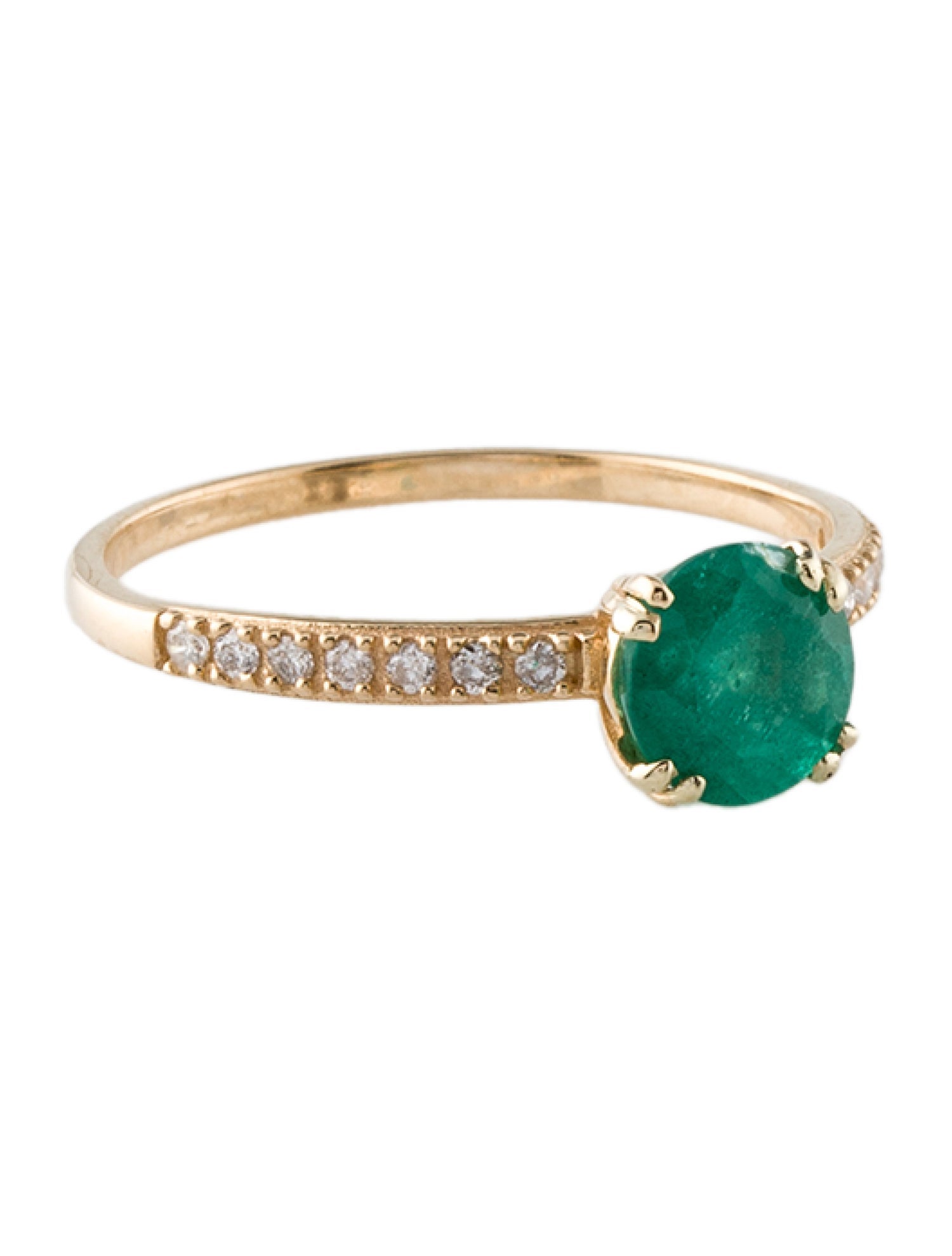 Ring 14K Emerald & Diamond Cocktail Ring