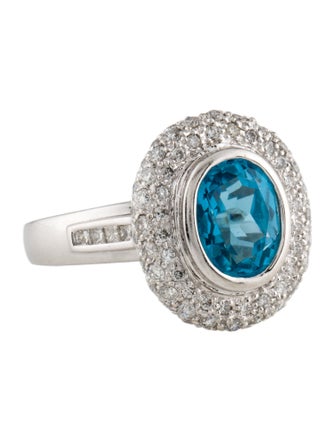 Ring 14K Topaz & Diamond Cocktail Ring