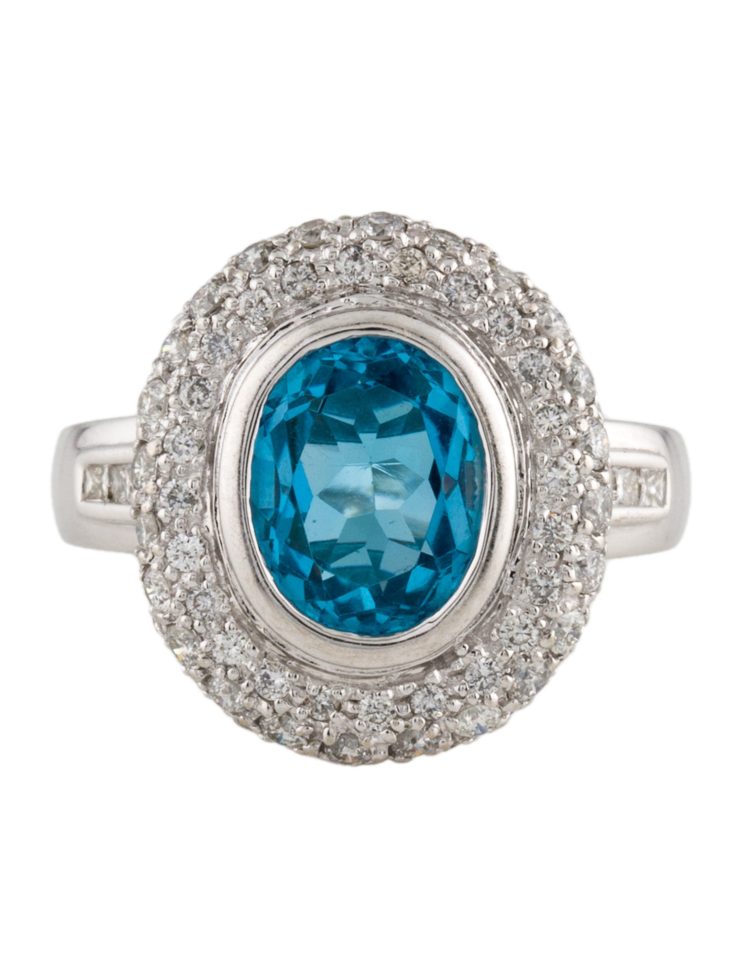 Ring 14K Topaz & Diamond Cocktail Ring