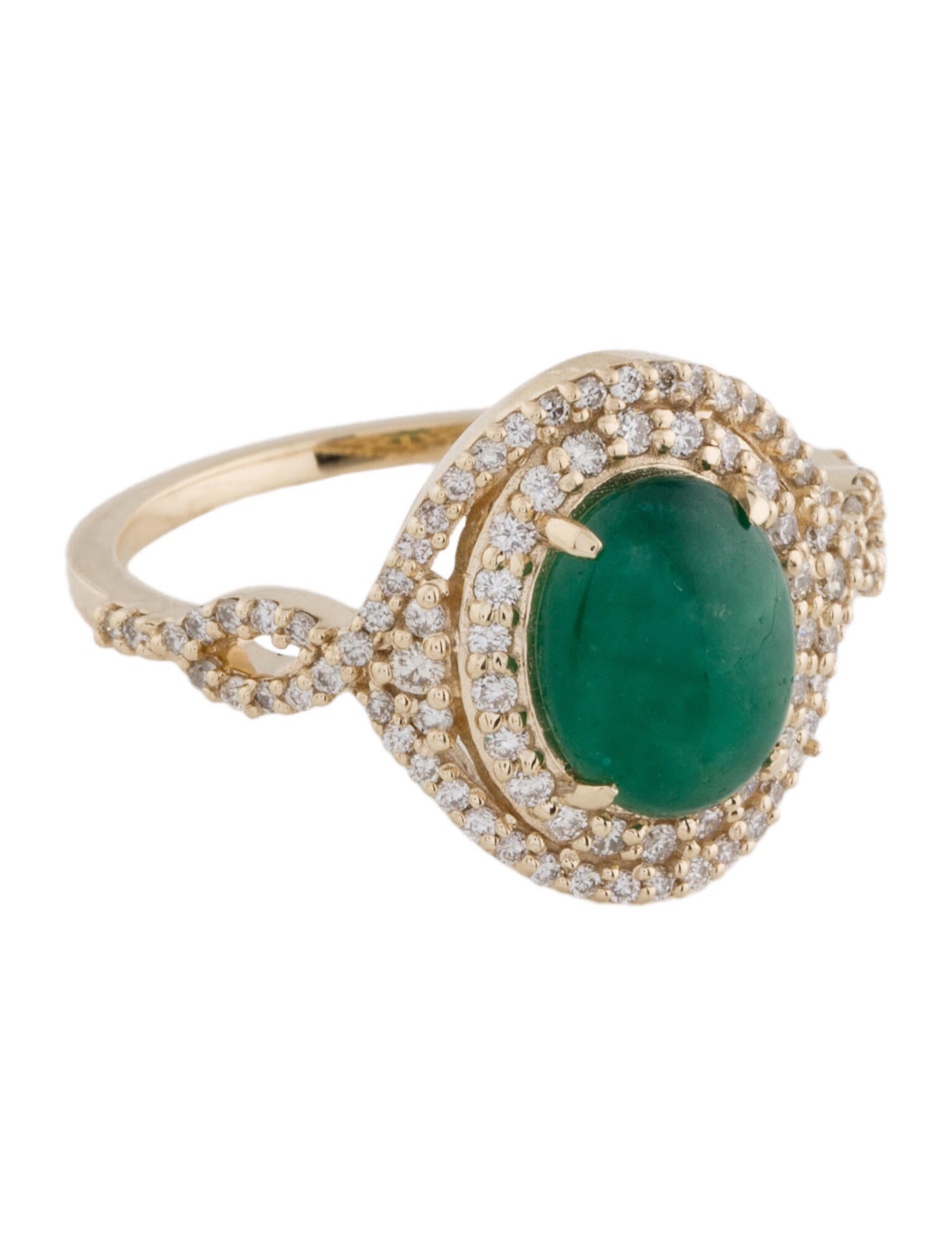 Ring 14K 1.73ct Emerald & Diamond Cocktail Ring