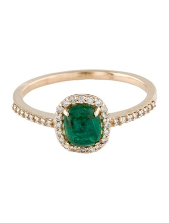 Ring 14K Emerald & Diamond Cocktail Ring
