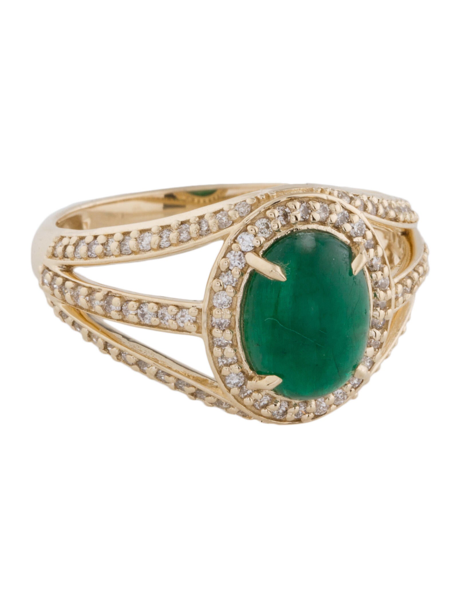 Ring 14K 1.70ct Emerald & Diamond Cocktail Ring