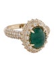 Ring 14K Emerald & Diamond Cocktail Ring