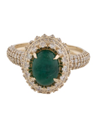 Ring 14K Emerald & Diamond Cocktail Ring