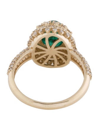 Ring 14K Emerald & Diamond Cocktail Ring