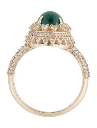 Ring 14K Emerald & Diamond Cocktail Ring