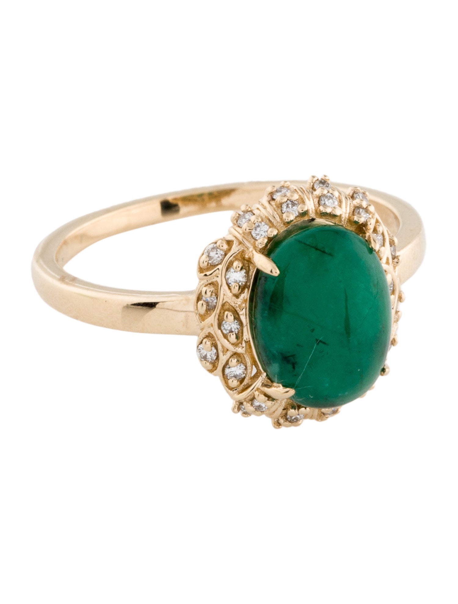 Ring 14K 2.22ct Emerald & Diamond Cocktail Ring