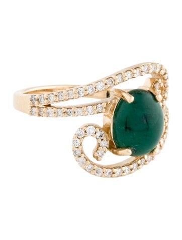 Ring Cocktail 14K Emerald & Diamond 7