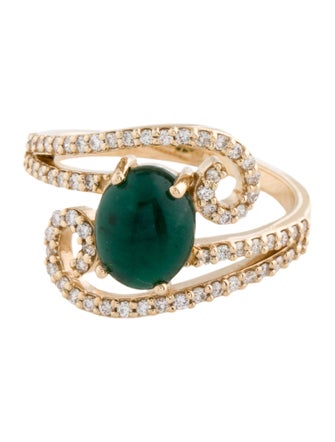 Ring 14K Emerald & Diamond Cocktail Ring