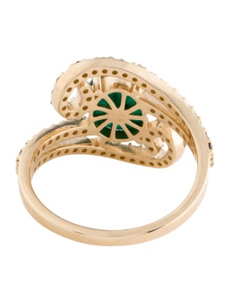 Ring 14K Emerald & Diamond Cocktail Ring