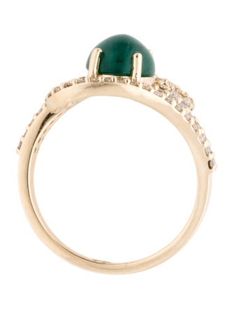 Ring 14K Emerald & Diamond Cocktail Ring