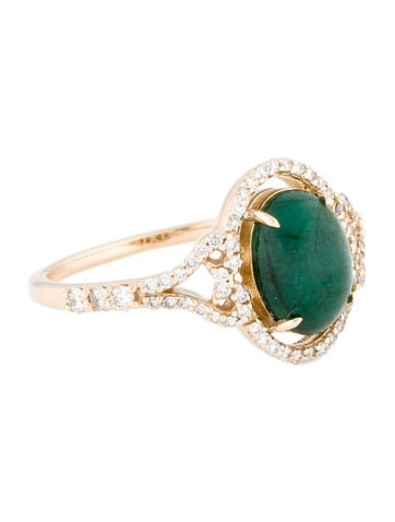 Ring Cocktail 14K Emerald & Diamond 7