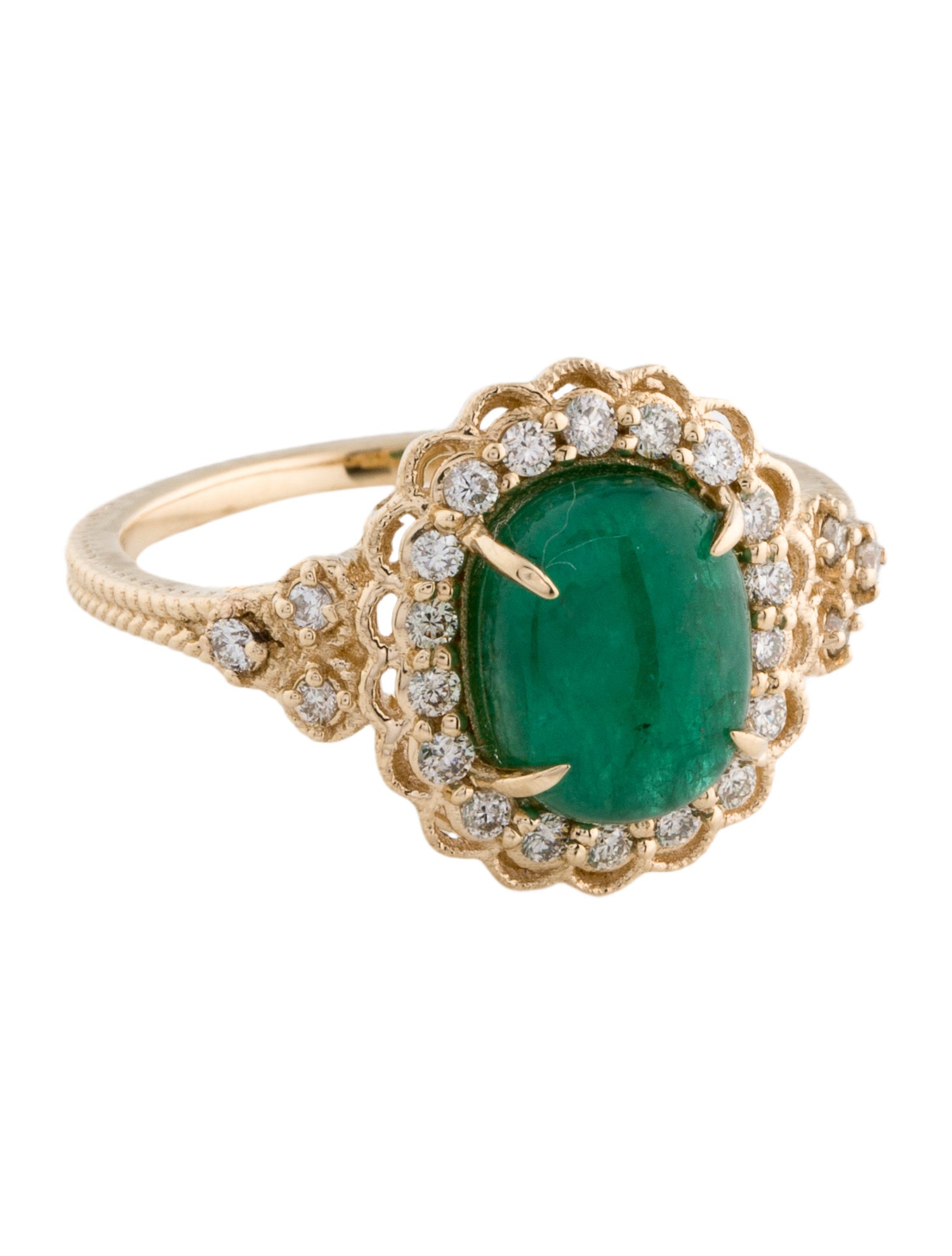 Ring 14K 2.75ct Emerald & Diamond Cocktail Ring