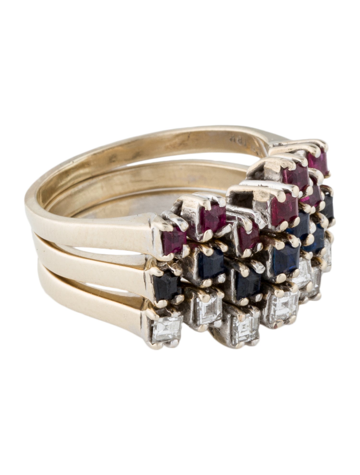 Ring 18K Ruby, Sapphire & Diamond Set