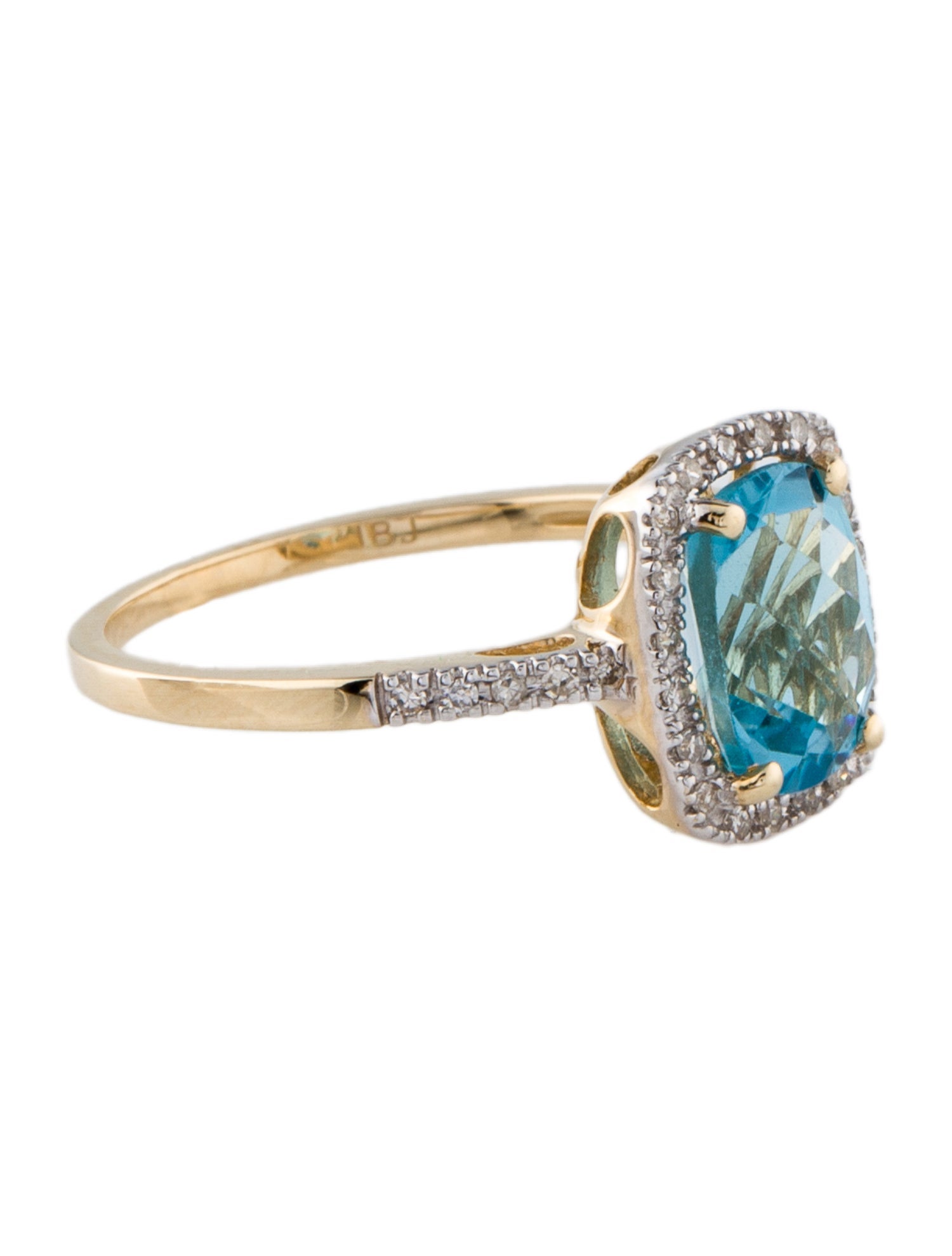 Ring 14K Topaz & Diamond Cocktail Ring
