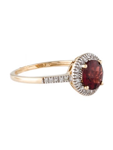Ring Cocktail 14K Garnet & Diamond 6.75