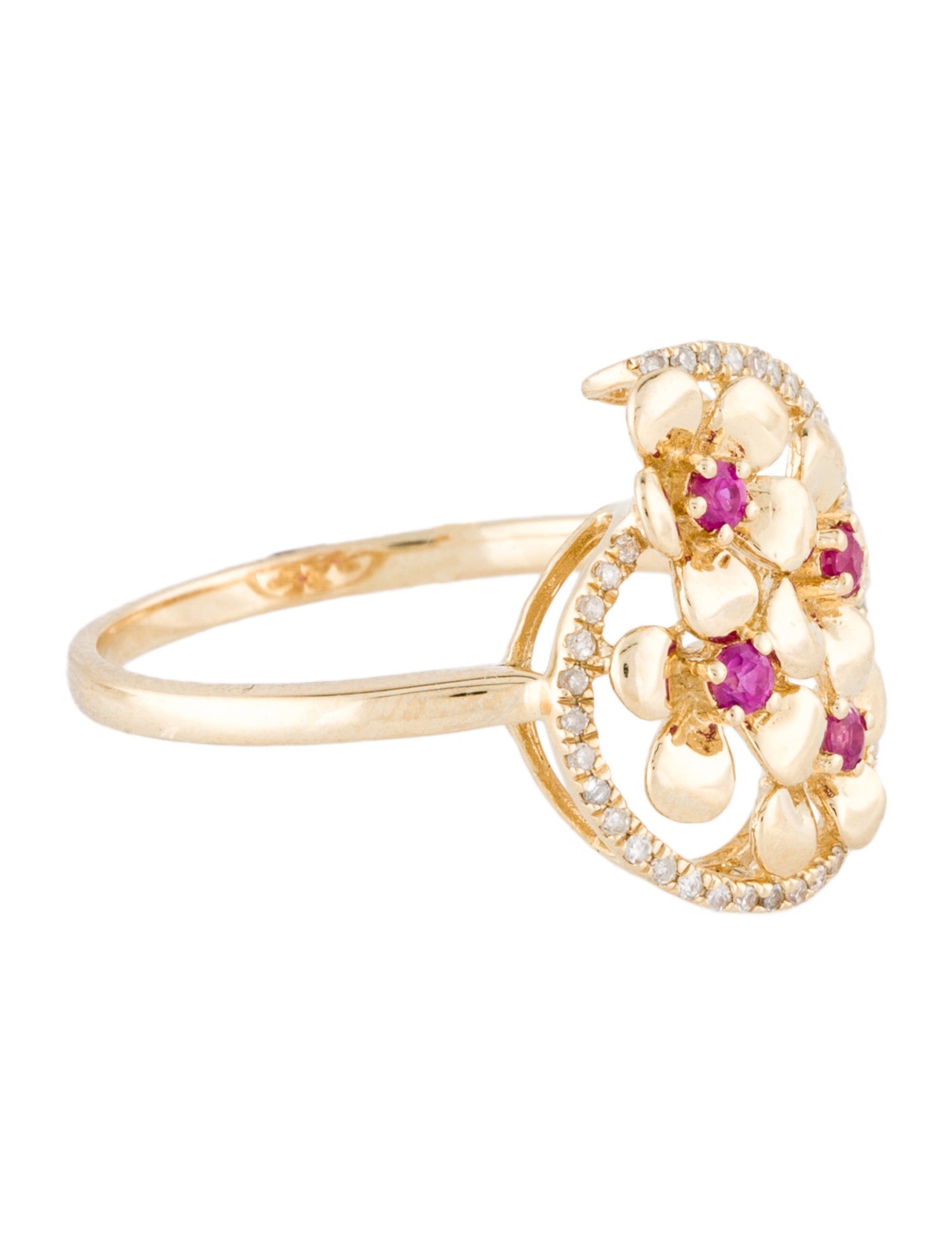 Ring 14K Ruby & Diamond Cocktail Ring