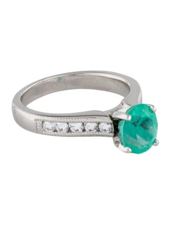 Ring Platinum 1.24ct Emerald & Diamond Cocktail Ring