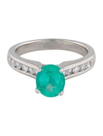 Ring Platinum 1.24ct Emerald & Diamond Cocktail Ring