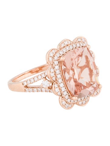 Ring Cocktail 14K 3.05ct Morganite & Diamond 7