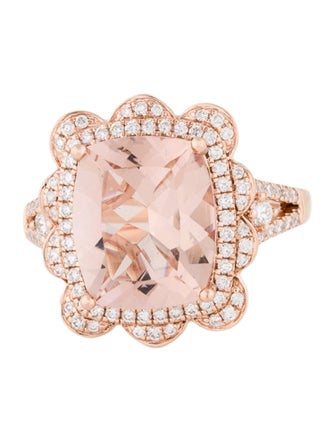 Ring 14K 3.05ct Morganite & Diamond Cocktail Ring