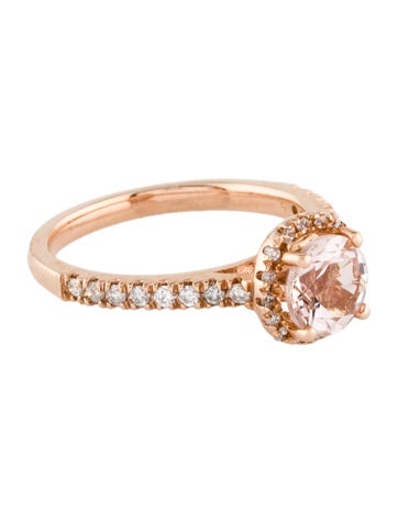 Ring Cocktail 14K 1.00ct Morganite & Diamond 6.75