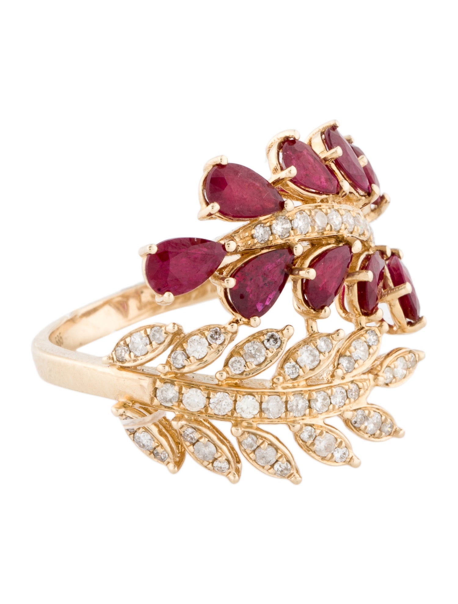 Ring 14K Ruby & Diamond Cocktail Ring